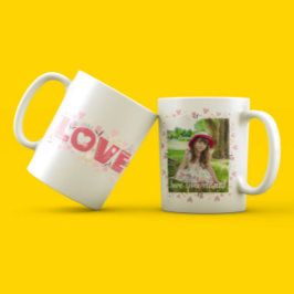 Caneca De Café Amor floral pastel, editável e bonito, com foto