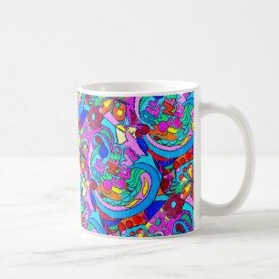 Caneca De Café amor groovy do estilo do hippie da multi-cor