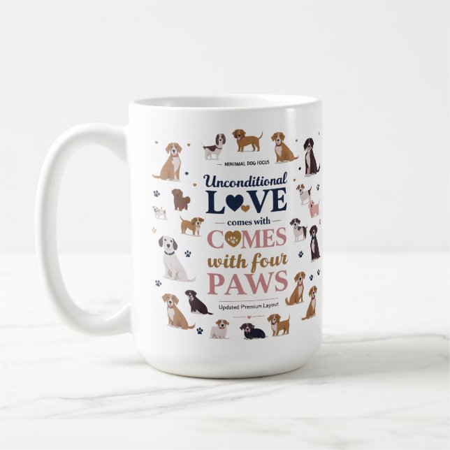 Caneca De Café Amor incondicional vem com quatro patas - clássico (Esquerda)