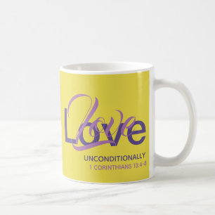 Caneca De Café AMOR INCONDICIONALMENTE Monograma amarelo-cristão