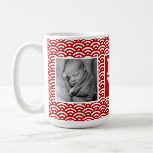 Caneca De Café AMOR japonês vermelho do teste padrão   com foto