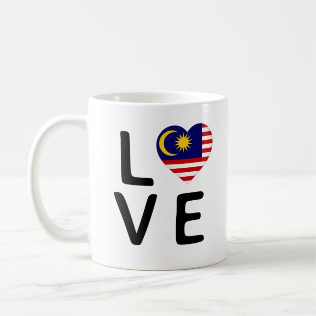 Caneca De Café Amor - Malásia Flag (Esquerda)