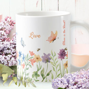 Caneca De Café Amor Melhor Mãe Pintou Flores de Primavera Borbole