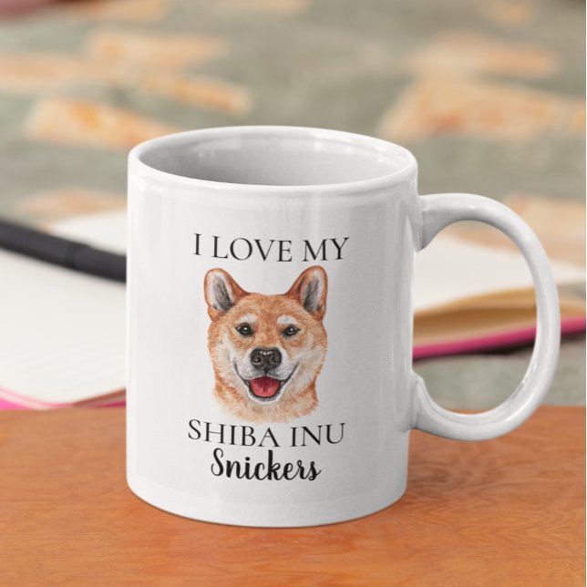 Caneca De Café Amor Meu Shiba Inu Cachorro Monograma (Criador carregado)