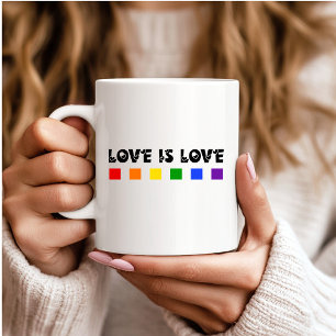 Caneca De Café Amor Minimalista É Orgulho Arco-Íris