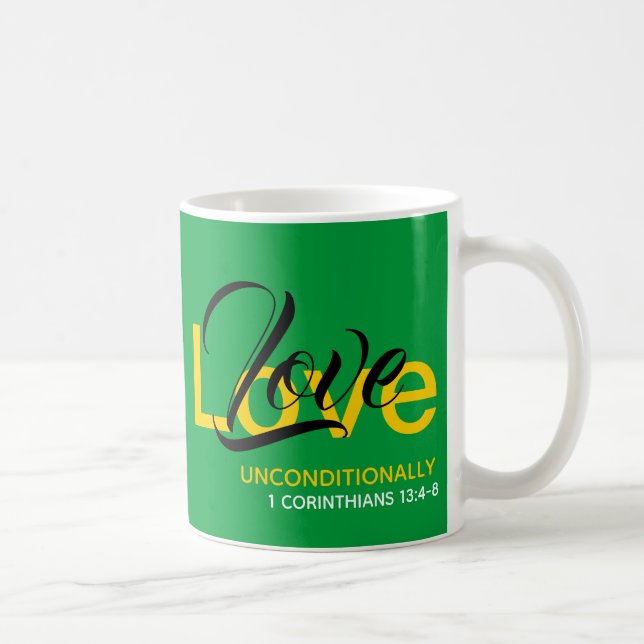Caneca De Café AMOR, monograma verde, cristão (Direita)