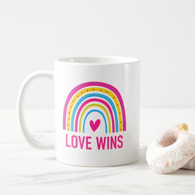 Caneca De Café Amor Pansexual Arco-íris Vence (Com Donut)