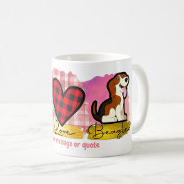 Caneca De Café Amor Paz Beagle Amante de Cachorro Dia dos Namorad