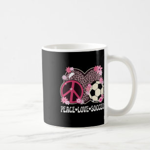 Caneca De Café Amor Paz Futebol Amante Estampa de Leopardo Mulher
