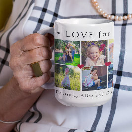 Caneca De Café Amor pela avó multi foto simples corações fofos
