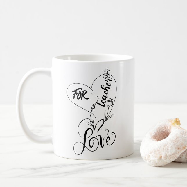 Caneca De Café AMOR PELOS presentes personalizados DO PROFESSOR (Com Donut)