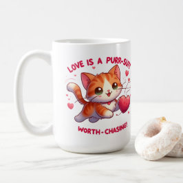 Caneca De Café Amor Perseguir Felicidade Gato Inspirou Namorados