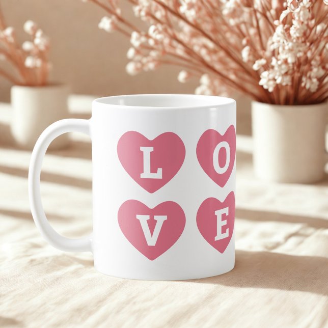 Caneca De Café Amor Personalizado Com Nome de Corações (Criador carregado)