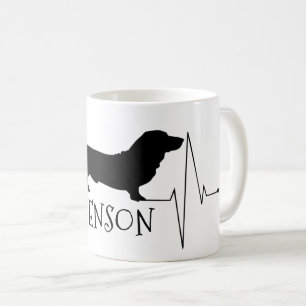 Caneca De Café Amor personalizado de Basset Hound meu batimento