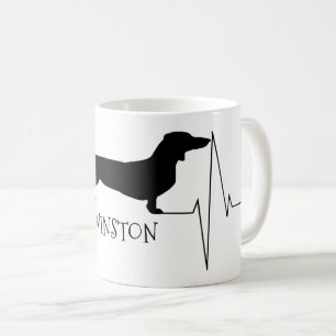 Caneca De Café Amor personalizado do Dachshund meu batimento