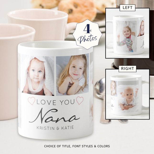 Caneca De Café AMOR Personalizado VOCÊ NANA Manuscrito 4 Foto (Criador carregado)