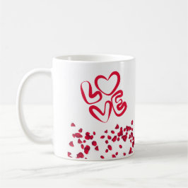 Caneca De Café AMOR pétalas de cor vermelha