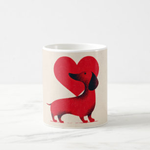 Caneca De Café Amor por Dachshund – Design de Coração de Cachorro