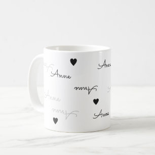 Caneca De Café amor por tipografia de nome limpo e claro
