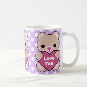 Caneca De Café Amor que do coração do urso de Kawaii você agri