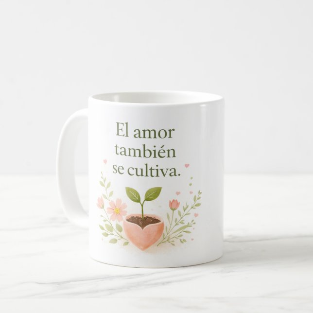 Caneca De Café ✨ Amor que Florece – Taza de Café Botánica  (Frente Esquerda)