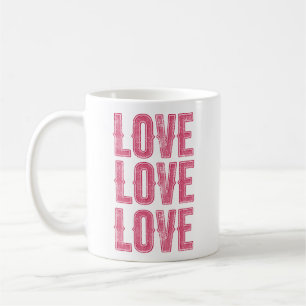 Caneca De Café Amor Retrô - Tipografia Desgastada Rosa Vintage