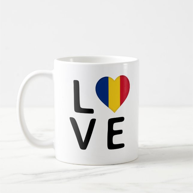 Caneca De Café Amor - Romênia Flag (Esquerda)