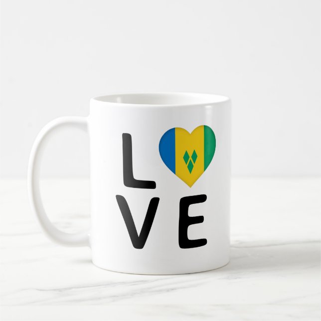 Caneca De Café Amor - Santo Vincent e bandeira das Granadinas (Esquerda)