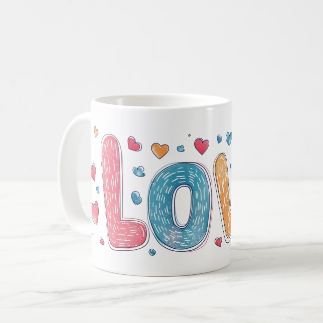 Caneca De Café Amor - Slogan Colorido (Frente Esquerda)