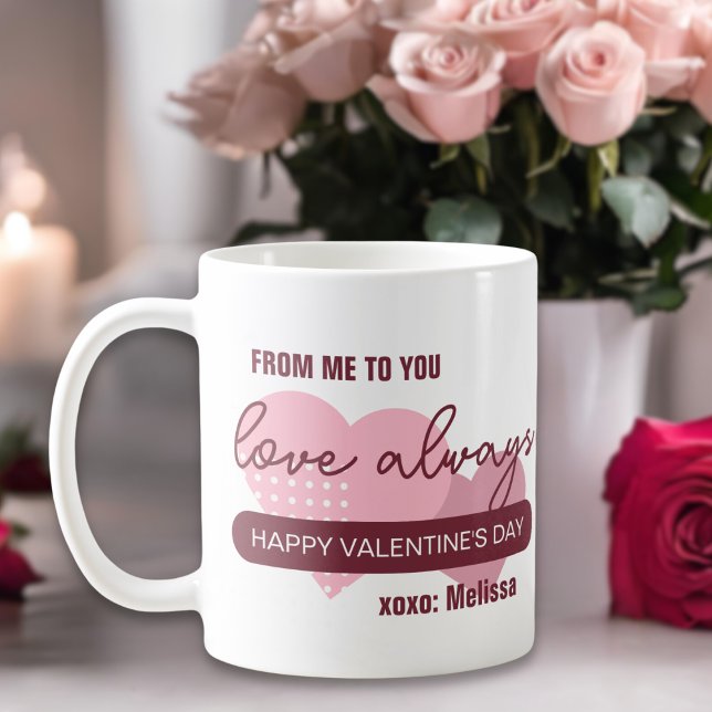 Caneca De Café Amor Suave Moderno Rosa Sempre Dia de os namorados (Criador carregado)