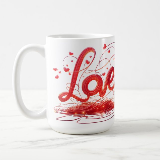 Caneca De Café Amor Tecido Com Fios Vermelhos (Esquerda)