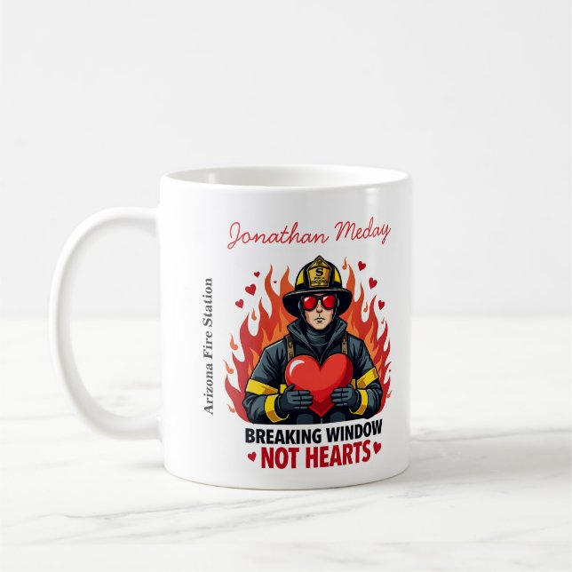 Caneca De Café Amor Únique de Bombeiro Texto Preto e Vermelho (Esquerda)