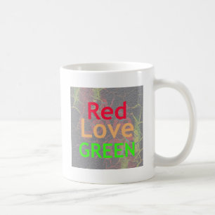 CANECA DE CAFÉ AMOR VERDE OURO VERMELHO