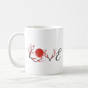 Caneca De Café Amor Zen: Pôr do Sol do Cerejeira Japonês