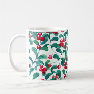 Caneca De Café Amoras silvestres de cor aquosa, padrão sem costur
