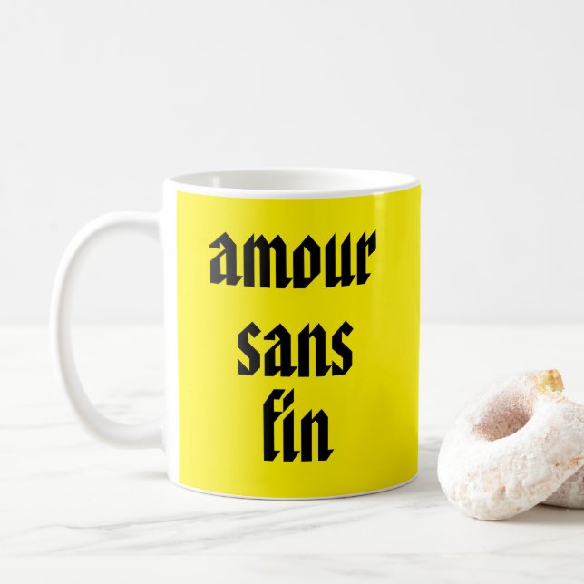 Caneca De Café Amour Sans Fin (Amor Sem Fim) Citação Francesa (Com Donut)