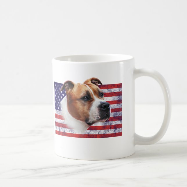 Caneca De Café AmStaff EUA flag grunge //TAÇA CUP (Direita)