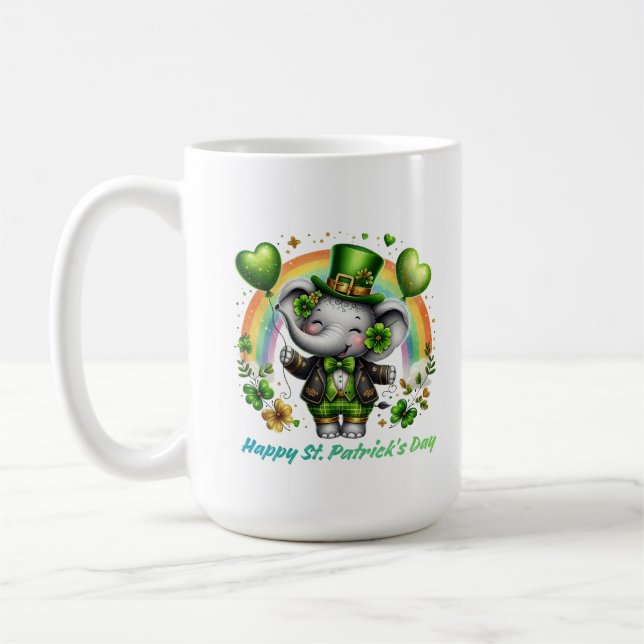 Caneca De Café Amuleto de Elefante Arco-Íris Sortudo (Esquerda)