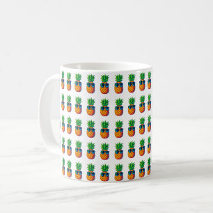 Caneca De Café Ananás bonitos com óculos escuros Padrão sem costu