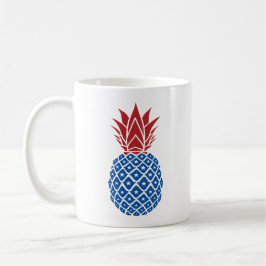 Caneca De Café Ananás branco-vermelho e ananás azul