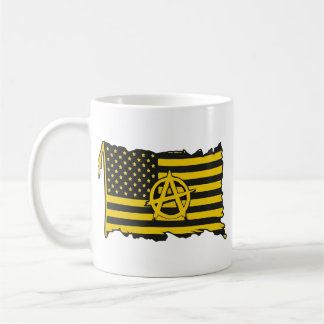 Caneca De Café Anarcho-Capitalist Flag USA Black & Gold flag