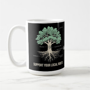 Caneca De Café Anatomia Botânica da Árvore Apoie suas Raízes Loca