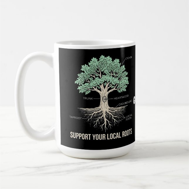Caneca De Café Anatomia Botânica da Árvore Apoie suas Raízes Loca (Esquerda)