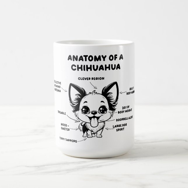 Caneca De Café Anatomia de Chihuahua Funny Dog Jumbo Mug (Centro)