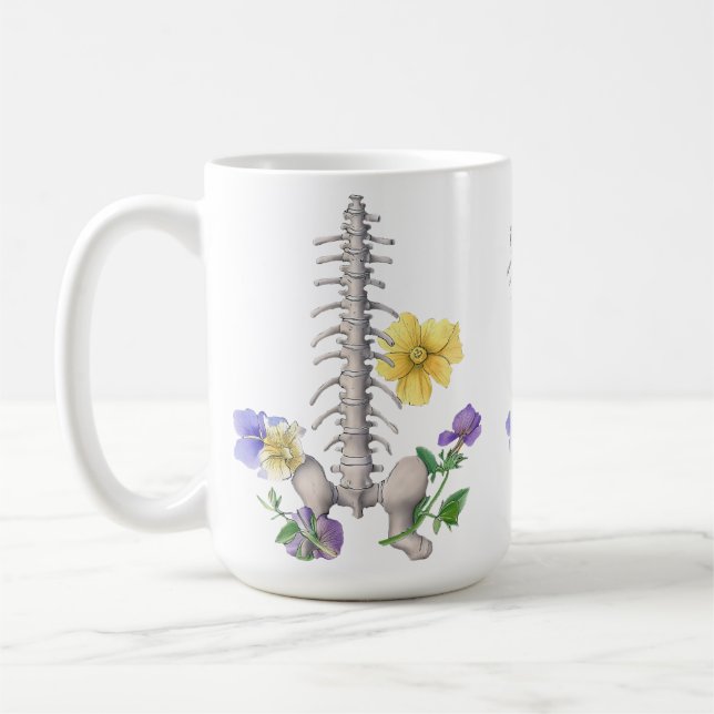 Caneca De Café Anatomia Floral - Vértebras, Osso do Quadril (Esquerda)