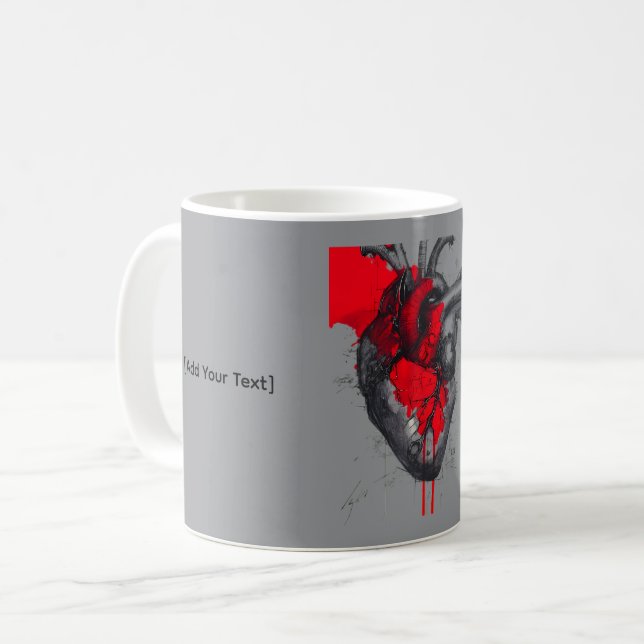 Caneca De Café Anatomical Heart Sketch Trash Polka Art Mug (Frente Esquerda)