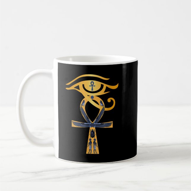 Caneca De Café Ancient Egypt God Eye of Horus Ankh Egyptian Symbo (Esquerda)