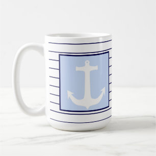 Caneca De Café Âncora branca Capitão Blue Strike Sea Sailor