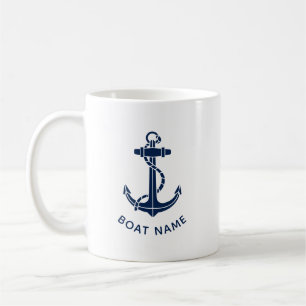 Caneca De Café Âncora de Barco Náutico Viagem na Praia Personaliz