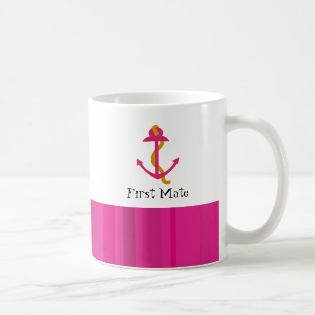Caneca De Café Âncora de Barco Rosa Náutico (Direita)